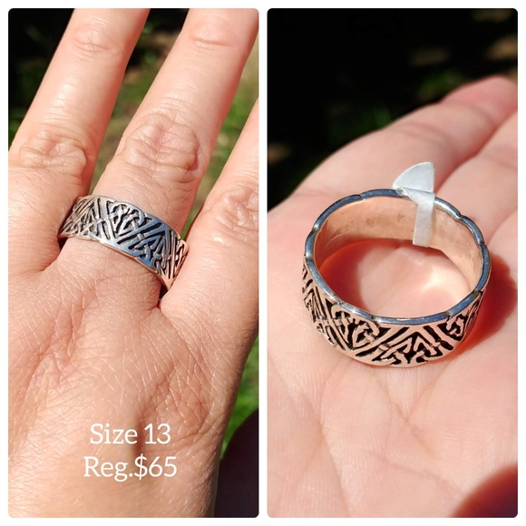 Sterling silver ring , oxidized band Celtic- new with tag size 13 - Picture 1 of 3